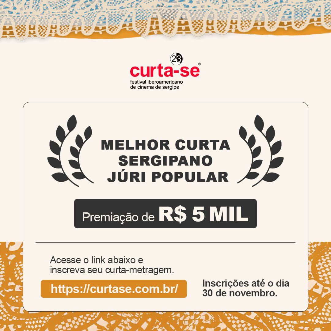 Melhor curta-metragem sergipano receberá premiação de R$ 5mil